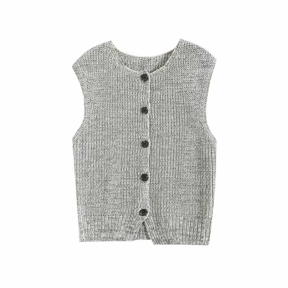 Women's new fashion casual slim single breasted reverse knitted woven vest retro O-neck sleeveless women's vest chic top Skazi
Women's new fashion casual slim single breasted reverse knitted woven vest retro O-neck sleeveless women's vest chic top Skazi