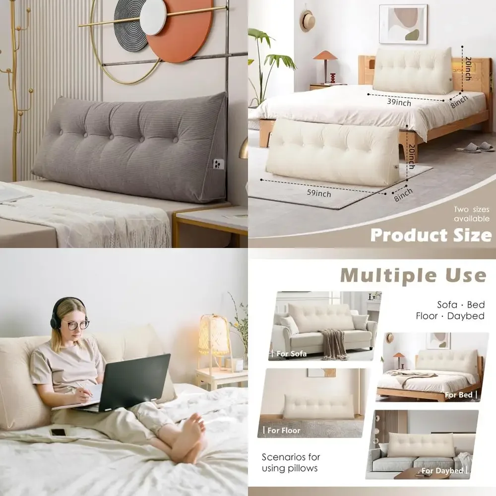 Grey Queen-Sized Triangular Headboard Pillow with Removable Cover, Ideal for Backrest Reading and Daybed Sleeping
Grey Queen-Sized Triangular Headboard Pillow with Removable Cover, Ideal for Backrest Reading and Daybed Sleeping