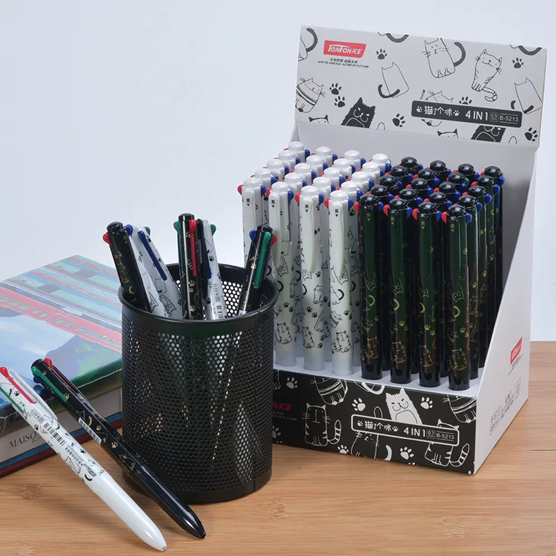2 Pcs 4 In 1 Four-Color Black and White Cat Multicolor Ballpoint Pen Lovely Office Student Stationery Supplies
2 Pcs 4 In 1 Four-Color Black and White Cat Multicolor Ballpoint Pen Lovely Office Student Stationery Supplies