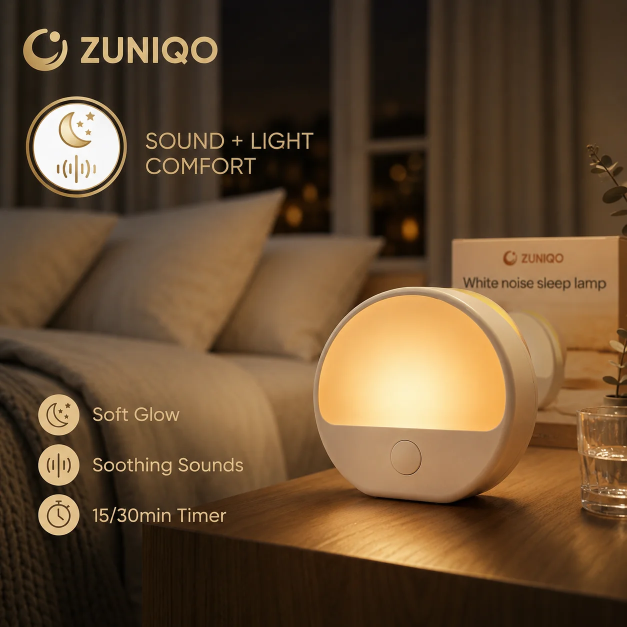 White Noise Sleep Lamp, Touch Night Light, 3 Modes, Timer, Portable Sound Machine for Better Sleep
White Noise Sleep Lamp, Touch Night Light, 3 Modes, Timer, Portable Sound Machine for Better Sleep