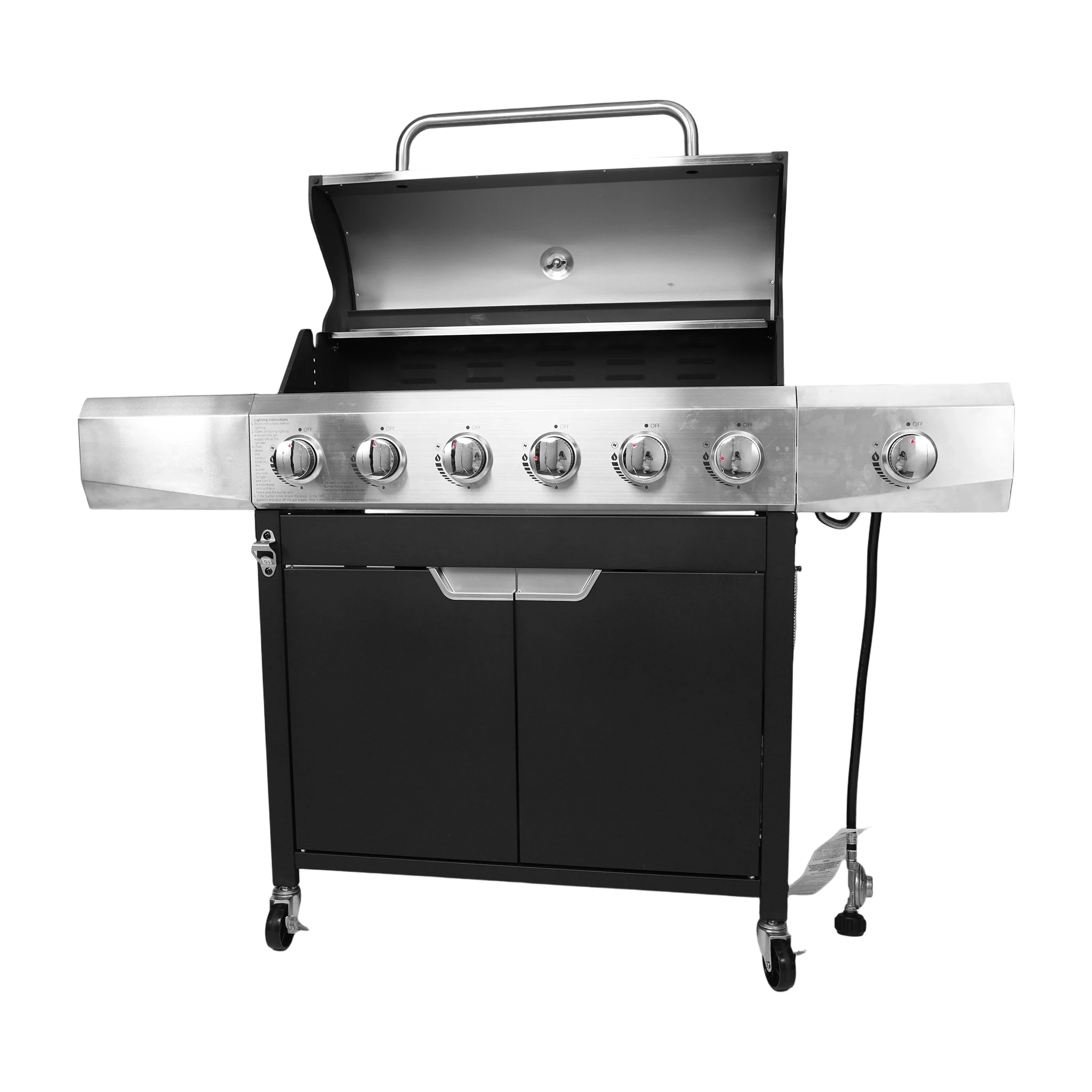 6+1 Burner Stainless Steel Propane Gas Grill, Outdoor BBQ Gas Barbecue Grill with Side Burner & Weather Resistant Cover for Backyard Party Camping
6+1 Burner Stainless Steel Propane Gas Grill, Outdoor BBQ Gas Barbecue Grill with Side Burner & Weather Resistant Cover for Backyard Party Camping