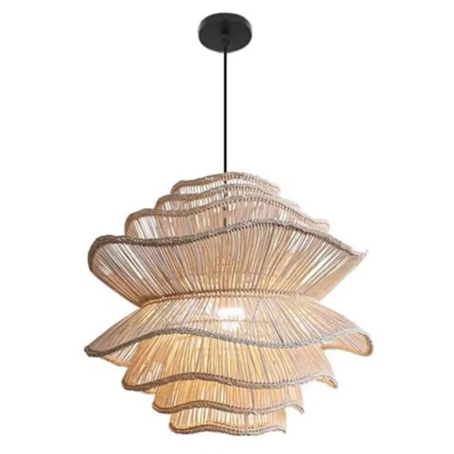 Bohemian Style Rattan Pendant Lightled 30in Hand-Woven Large Hanging Lamp for Villa Hotel Bedroom Dining Room Rattan Chandelier
Bohemian Style Rattan Pendant Lightled 30in Hand-Woven Large Hanging Lamp for Villa Hotel Bedroom Dining Room Rattan Chandelier