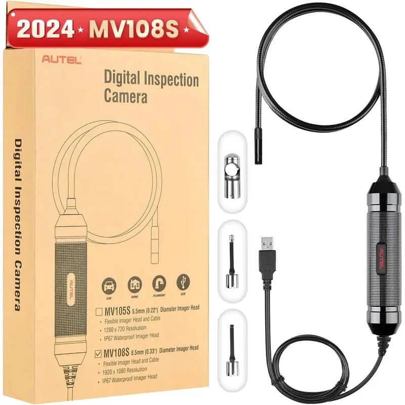 MaxiVideo MV108S Automotive Inspection Camera 8.5 mm Image Head Support MK906BT MK908P MS906BT Elite 2 MS906TS MS906Pro
MaxiVideo MV108S Automotive Inspection Camera 8.5 mm Image Head Support MK906BT MK908P MS906BT Elite 2 MS906TS MS906Pro