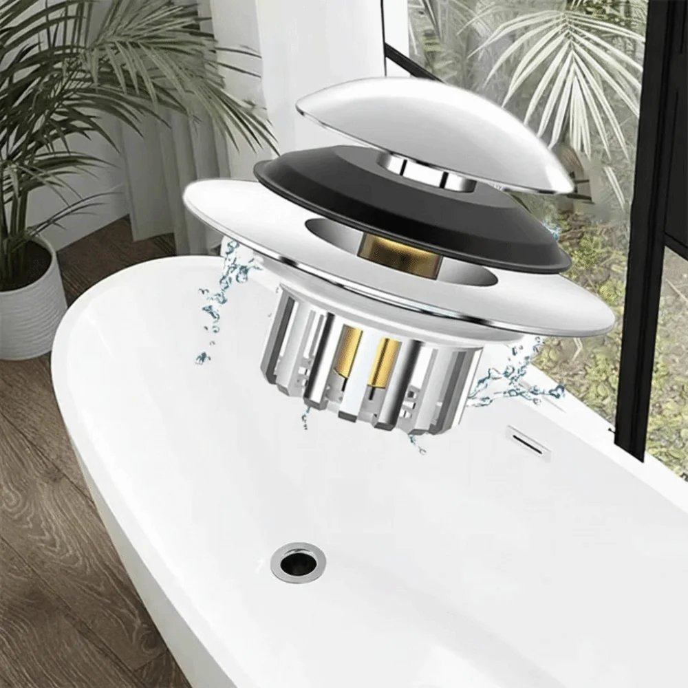 Universal Design Tub Stopper Drain Cover Pop Up Mechanism Drain Hair Catcher Lift And Turn Hair Filter Bathtub Drain Plug
Universal Design Tub Stopper Drain Cover Pop Up Mechanism Drain Hair Catcher Lift And Turn Hair Filter Bathtub Drain Plug