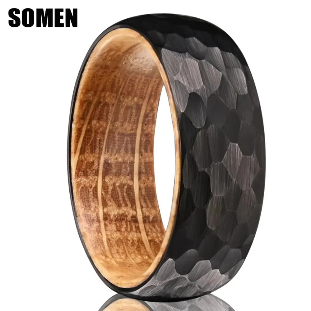 Somen 8mm Hammered Brushed Black Tungsten Carbide Ring For Men Barrel Wood Inner Inlay Wedding Band Anniversary Jewelry Gift
Somen 8mm Hammered Brushed Black Tungsten Carbide Ring For Men Barrel Wood Inner Inlay Wedding Band Anniversary Jewelry Gift