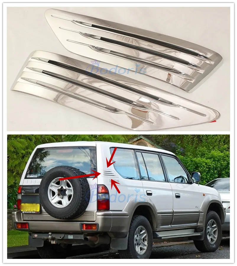 Накладка на заднее боковое стекло (треугольник) для Toyota Land Cruiser 90 Prado J90 1996-2002, вентиляционная, из АБС-пластика, с хромированными аксессуарами
Накладка на заднее боковое стекло (треугольник) для Toyota Land Cruiser 90 Prado J90 1996-2002, вентиляционная, из АБС-пластика, с хромированными аксессуарами