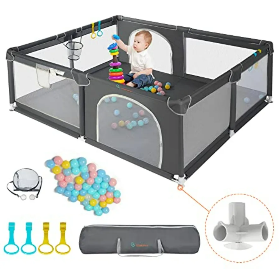 Extra Large Baby Playard 71x59 inches for Toddlers Dark Grey Full Mesh Design with Non-Slip Fence Safe Indoor Outdoor Activity
Extra Large Baby Playard 71x59 inches for Toddlers Dark Grey Full Mesh Design with Non-Slip Fence Safe Indoor Outdoor Activity