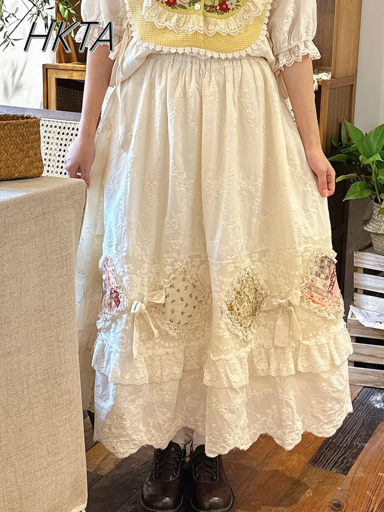 Mori Sweet Cute Loose Skirt Women Kawaii Bow Lace Splicing Thin Loose Skirts Summer Retro Embroidery Apricot Long Skirt Girls
Mori Sweet Cute Loose Skirt Women Kawaii Bow Lace Splicing Thin Loose Skirts Summer Retro Embroidery Apricot Long Skirt Girls