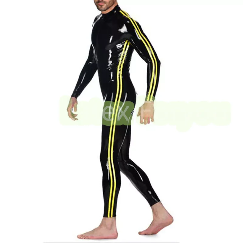 Handmade Latex Catsuit Back To Crotch Zipper with Yellow Trims for Men Rubber Bodysuit Jumpsuit Zentai Overall Outfit
Handmade Latex Catsuit Back To Crotch Zipper with Yellow Trims for Men Rubber Bodysuit Jumpsuit Zentai Overall Outfit