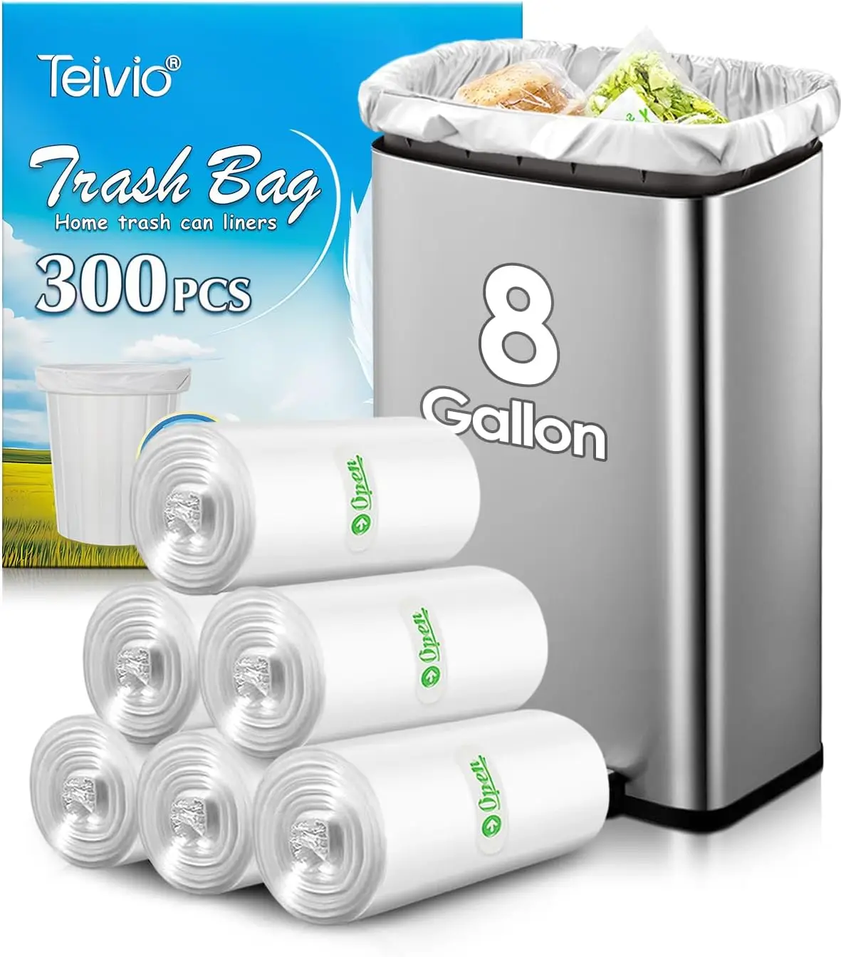 8 Gallon 300 Count Clear Trash Bags, Medium Thick Garbage Liners for 7-10 Gal Cans, Home Office Kitchen Bathroom Use
8 Gallon 300 Count Clear Trash Bags, Medium Thick Garbage Liners for 7-10 Gal Cans, Home Office Kitchen Bathroom Use