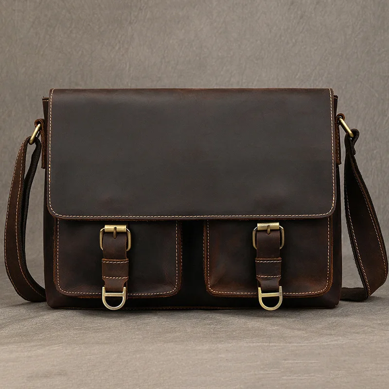 Men's genuine leather single shoulder retro Crazy Horse leather crossbody large capacity flip briefcase can fit A4
Men's genuine leather single shoulder retro Crazy Horse leather crossbody large capacity flip briefcase can fit A4