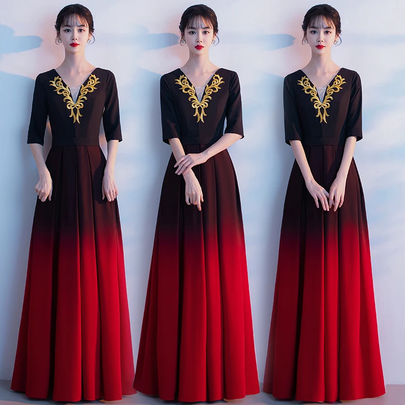 Red adual Color Women's Long Dr Performance Costume Chorus Stage Cetition Solo Singing Commanding High End Ele
Red adual Color Women's Long Dr Performance Costume Chorus Stage Cetition Solo Singing Commanding High End Ele