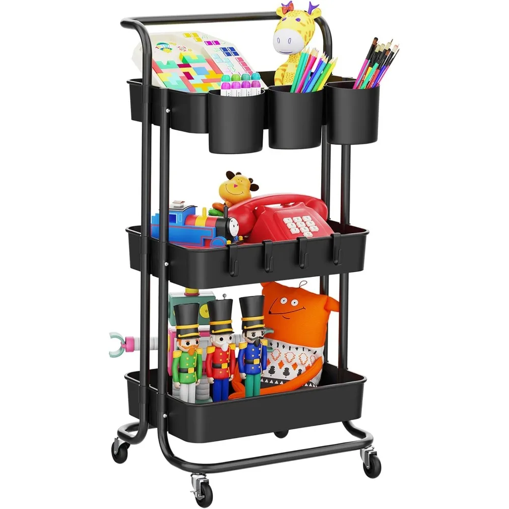 3-Tier Rolling Mobile Utility Cart with Hanging Cups & Hooks & Handle Multifunctional Organizer Storage Trolley Service Cart
3-Tier Rolling Mobile Utility Cart with Hanging Cups & Hooks & Handle Multifunctional Organizer Storage Trolley Service Cart
