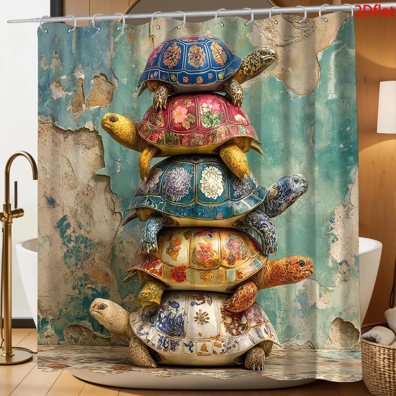 Artistic Bohemian Stacked Turtles Shower Curtain Waterproof Bathroom Decor Tropical Pond Life Polyester Print Curtain
Artistic Bohemian Stacked Turtles Shower Curtain Waterproof Bathroom Decor Tropical Pond Life Polyester Print Curtain