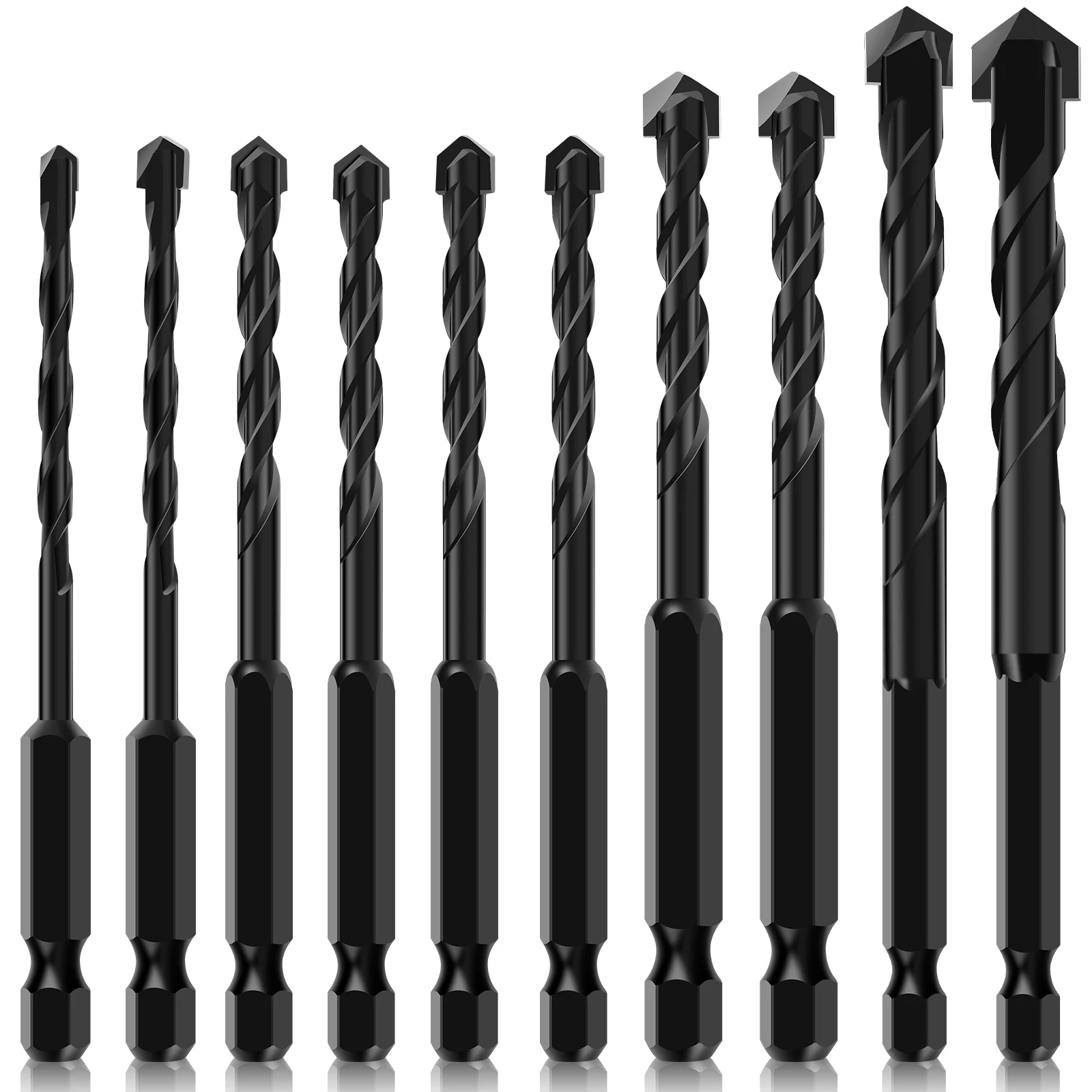 10Pcs Masonry Drill Bit Set 4/5/6/8/10/12mm High Speed Steel Hex Shank Concrete Drill Bit Set Fast High Precision Punching Drill
10Pcs Masonry Drill Bit Set 4/5/6/8/10/12mm High Speed Steel Hex Shank Concrete Drill Bit Set Fast High Precision Punching Drill