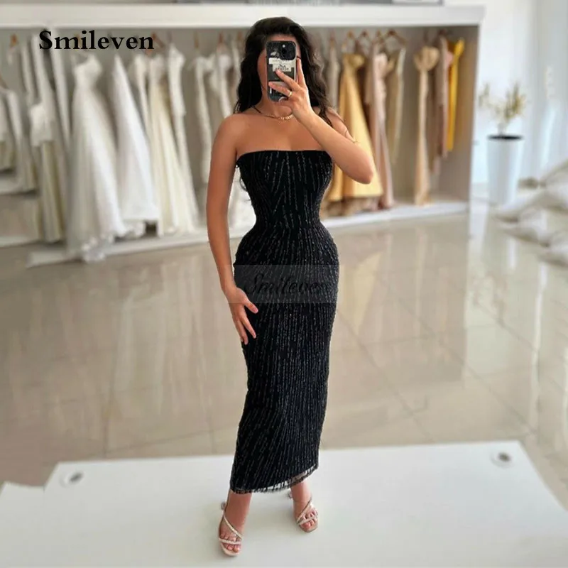 Smileven Sexy Black Mermaid Evening Dresses Strapless Ankle Length Women Prom Gowns Elegant Satin Formal Party Dresses 2024
Smileven Sexy Black Mermaid Evening Dresses Strapless Ankle Length Women Prom Gowns Elegant Satin Formal Party Dresses 2024