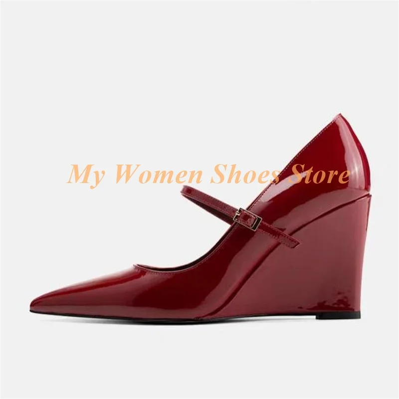 Wedges Pointy Toe Pumps Patent Leather Buckle Strap Runway 2026 Spring Summer Women Dress Shoes Solid Leather Custom Made
Wedges Pointy Toe Pumps Patent Leather Buckle Strap Runway 2026 Spring Summer Women Dress Shoes Solid Leather Custom Made