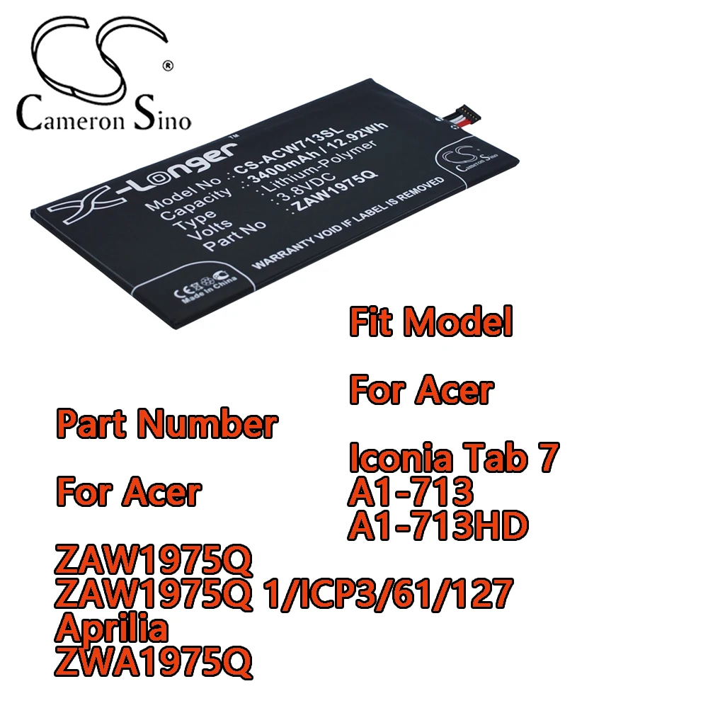Tablet Battery For Acer Iconia Tab 7 A1-713 A1-713HD Part Number For Acer ZAW1975Q ZAW1975Q 1/ICP3/61/127 Aprilia ZWA1975Q
Tablet Battery For Acer Iconia Tab 7 A1-713 A1-713HD Part Number For Acer ZAW1975Q ZAW1975Q 1/ICP3/61/127 Aprilia ZWA1975Q