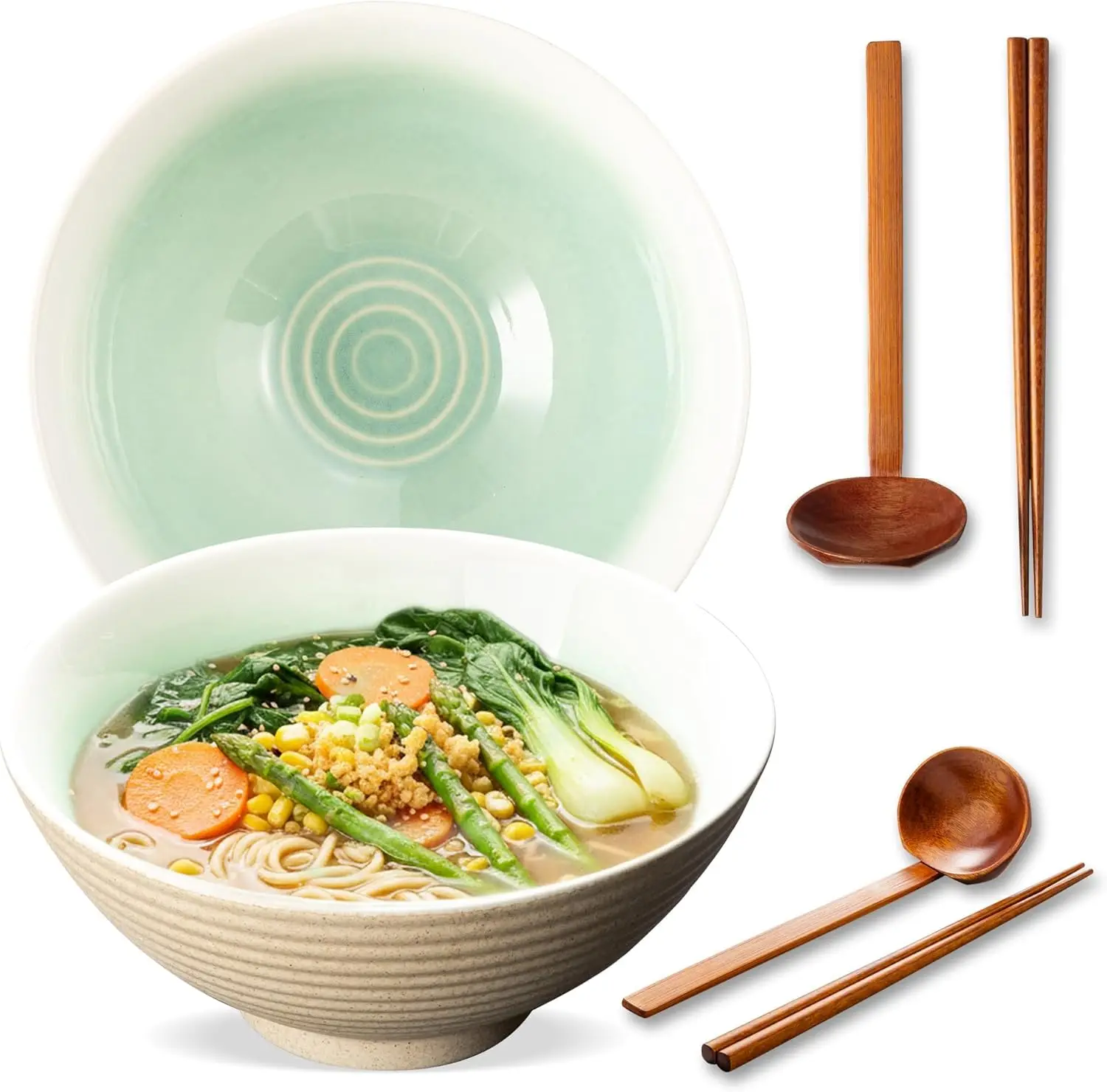 8 Inch Ceramic Ramen Bowl Set of 2, 40oz Japanese Bowls with Spoons & Chopsticks,Durable,Microwave & Dishwasher Safe,Pe
8 Inch Ceramic Ramen Bowl Set of 2, 40oz Japanese Bowls with Spoons & Chopsticks,Durable,Microwave & Dishwasher Safe,Pe