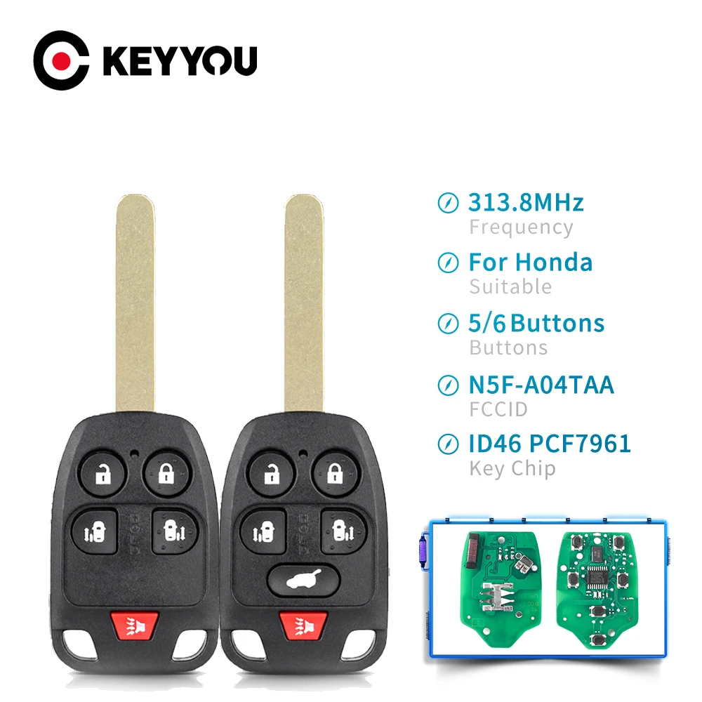 Dandkey N5F-A04TAA 5/6 Buttons Car Remote Control Key 313.8Mhz for Honda Odyssey EX 2011 2012 2013 2014 ID46 KeyChain Auto Keys
Dandkey N5F-A04TAA 5/6 Buttons Car Remote Control Key 313.8Mhz for Honda Odyssey EX 2011 2012 2013 2014 ID46 KeyChain Auto Keys