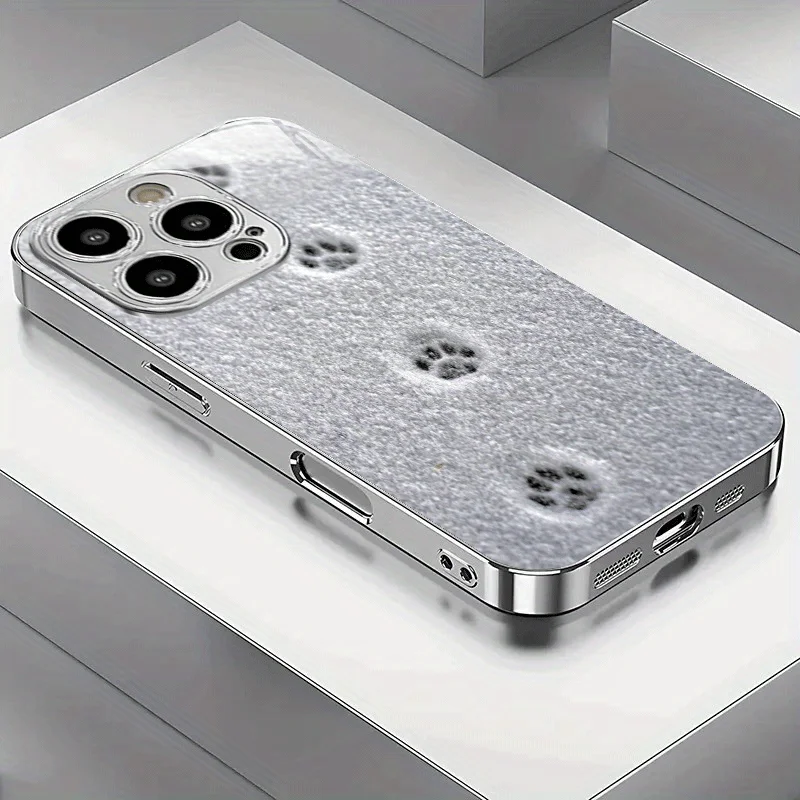 Snowhound footprint pattern silver electroplated glass phone case, suitable for iPhone 17, 16, 15, 14, 13, 12, 11, etc.
Snowhound footprint pattern silver electroplated glass phone case, suitable for iPhone 17, 16, 15, 14, 13, 12, 11, etc.