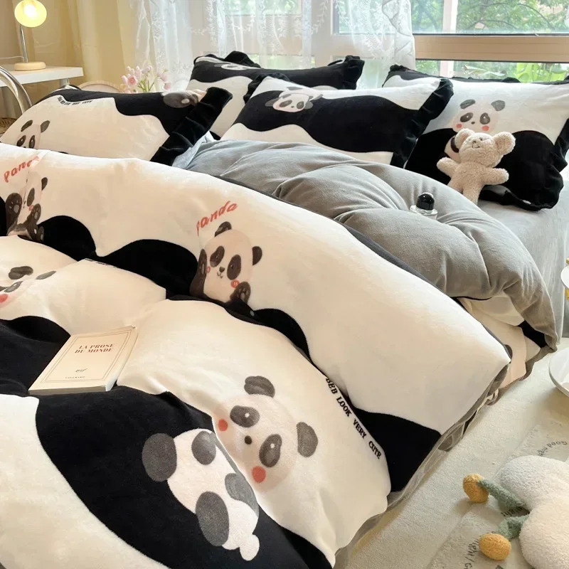 Winter Warm 4pcs Bedding Set Cartoon Cute Coral Velvet Quilt Cover Sheet Pillowcase Luxury Bed Linens Set Queen Duvet Cover Set
Winter Warm 4pcs Bedding Set Cartoon Cute Coral Velvet Quilt Cover Sheet Pillowcase Luxury Bed Linens Set Queen Duvet Cover Set