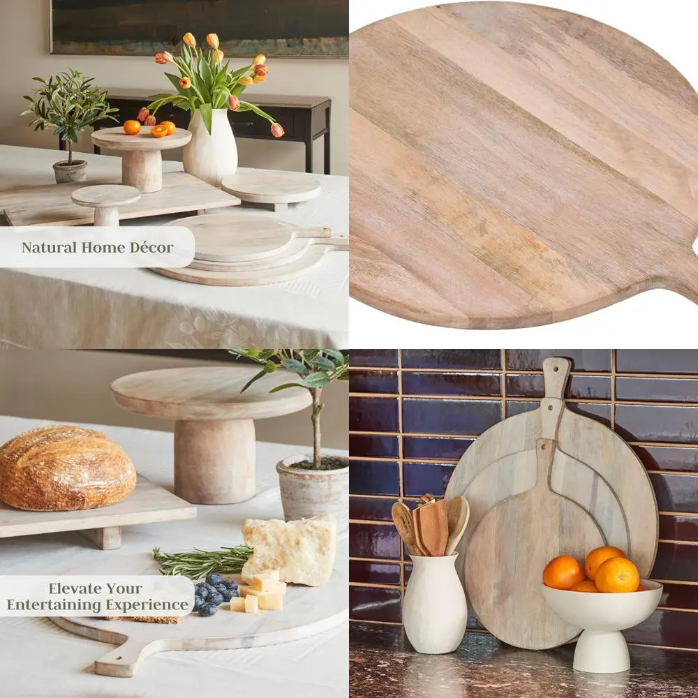 19 Round Handcrafted Serving & Chopping Board with Handle, Premium Wooden Paddle for Kitchen & Decor, Light Wood
19 Round Handcrafted Serving & Chopping Board with Handle, Premium Wooden Paddle for Kitchen & Decor, Light Wood