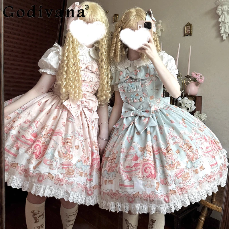 Original Soft Girls Lolita Daily Sweet Suspender Dress Jsk Summer New Sweet Kawaii Cute Print Knee-length Dress Birthday Dress
Original Soft Girls Lolita Daily Sweet Suspender Dress Jsk Summer New Sweet Kawaii Cute Print Knee-length Dress Birthday Dress
