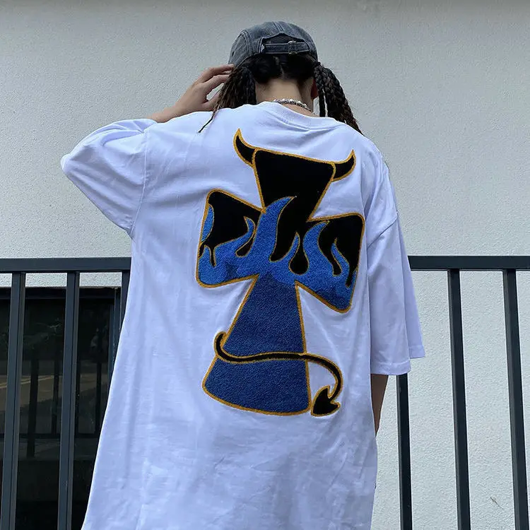 Pure cotton summer oversize loose casual trendy cross couple short-sleeved printed t-shirt Korean style top men clothing y2k top
Pure cotton summer oversize loose casual trendy cross couple short-sleeved printed t-shirt Korean style top men clothing y2k top