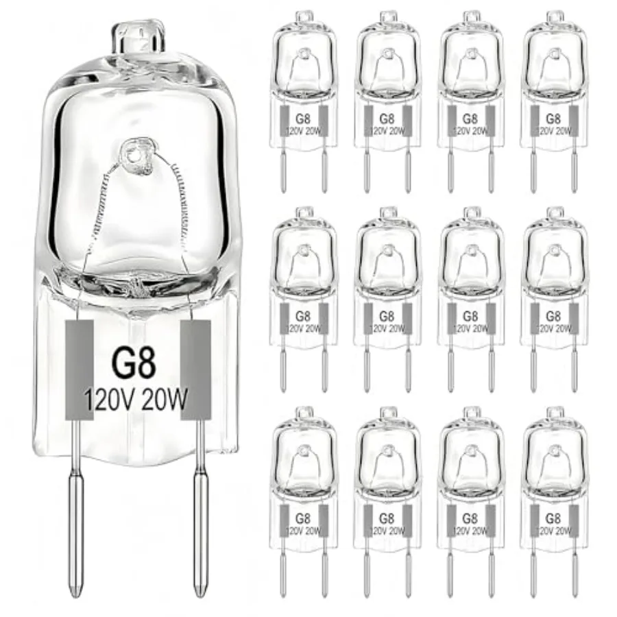 G8 Bulbs, 20w 120v Dimmable, G8 Halogen Bulbs 2 pin, Warm White 2700k, Under Cabinet Puck Lighting Replacements 12pack
G8 Bulbs, 20w 120v Dimmable, G8 Halogen Bulbs 2 pin, Warm White 2700k, Under Cabinet Puck Lighting Replacements 12pack