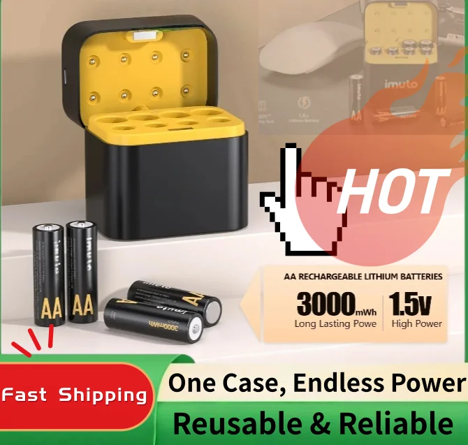 1.5V AA Rechargeable Lithium Batteries 3000mWh, Long Standby, USB-C Charger Storage Box for Flashlights, Microphones, Cameras
1.5V AA Rechargeable Lithium Batteries 3000mWh, Long Standby, USB-C Charger Storage Box for Flashlights, Microphones, Cameras