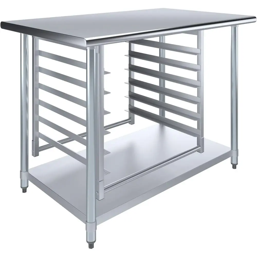 30 x 48 Stainless Steel Work Table with Sheet Pan Storage and Lower Shelf for Restaurant and Commercial Kitchen
30 x 48 Stainless Steel Work Table with Sheet Pan Storage and Lower Shelf for Restaurant and Commercial Kitchen
