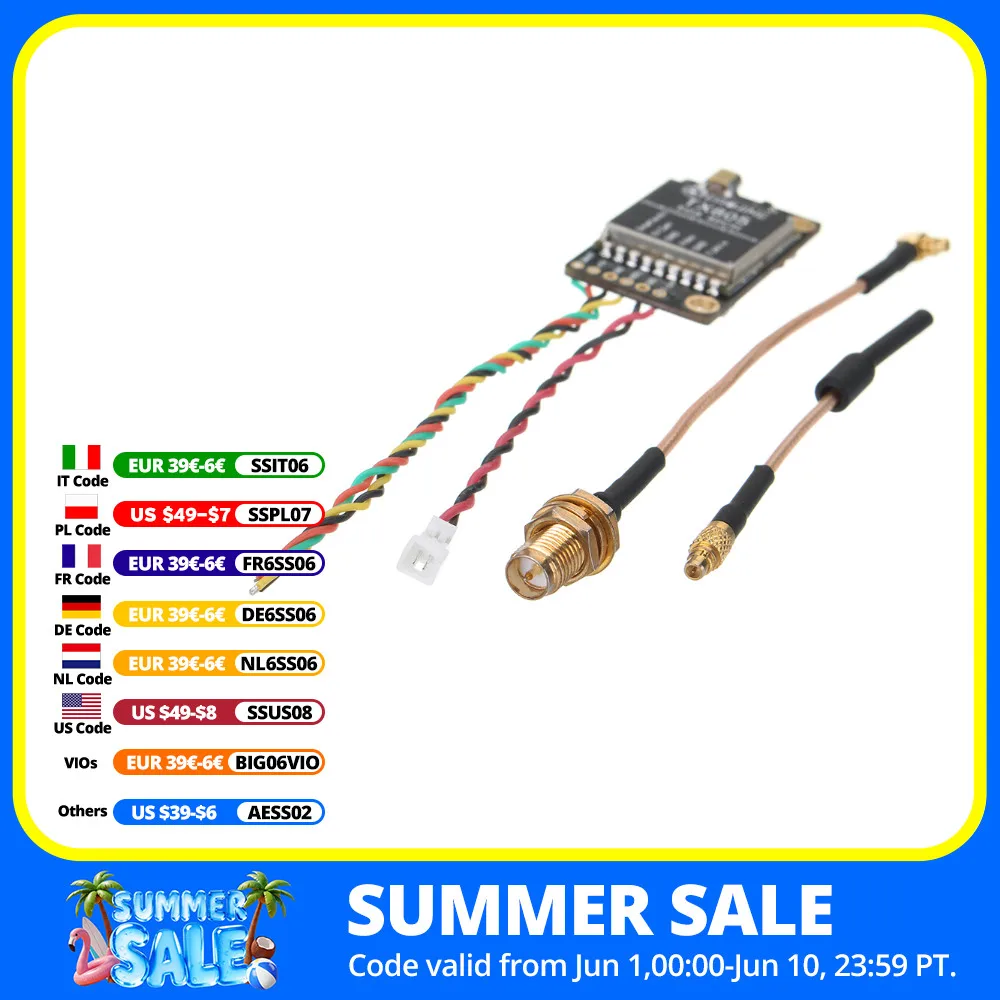 Eachine TX805 5.8G 40CH 25/200/600/800mW FPV Transmitter VTX LED Display Support OSD/Pitmode/Smartaudio Remote Control Parts
Eachine TX805 5.8G 40CH 25/200/600/800mW FPV Transmitter VTX LED Display Support OSD/Pitmode/Smartaudio Remote Control Parts