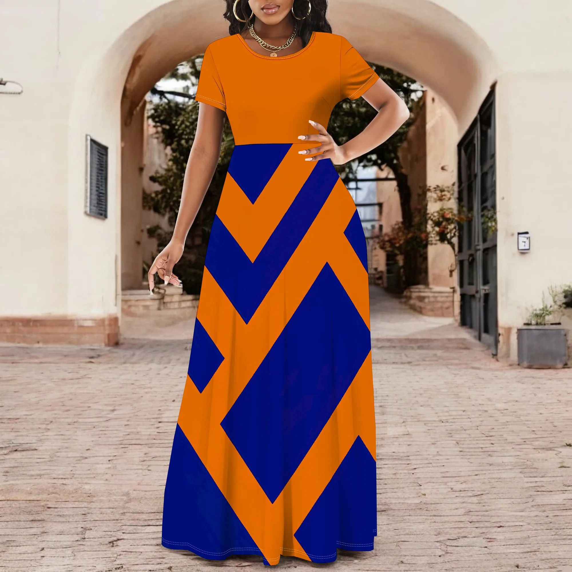 Orange Blue Colorblock Maxi Dress for Women XS-3XL Short Sleeve African Festival or Church Look Bold Modest Style
Orange Blue Colorblock Maxi Dress for Women XS-3XL Short Sleeve African Festival or Church Look Bold Modest Style