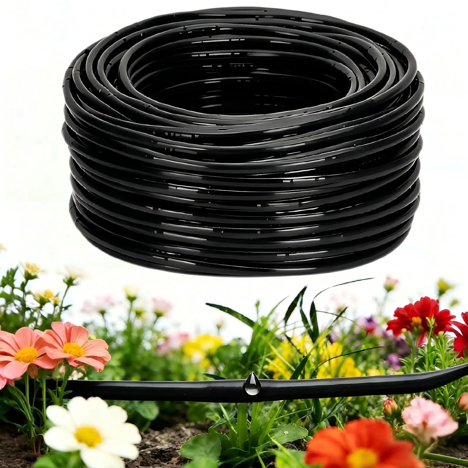 Black 1/4 Inch Drip Line With 0.5 GPH Emitters Every 6 Inches, 250 Ft Roll For Garden Beds And Dense Planting
Black 1/4 Inch Drip Line With 0.5 GPH Emitters Every 6 Inches, 250 Ft Roll For Garden Beds And Dense Planting