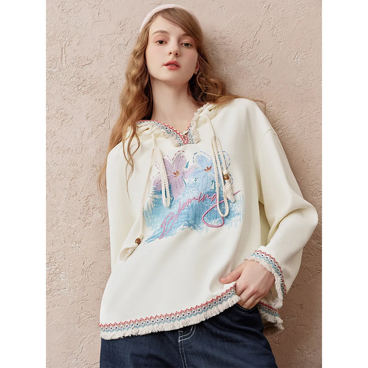 Whispering Breeze Floral Hoodie - Casual Tassel Hem Printed Embroidered Women's Loose Top
Whispering Breeze Floral Hoodie - Casual Tassel Hem Printed Embroidered Women's Loose Top