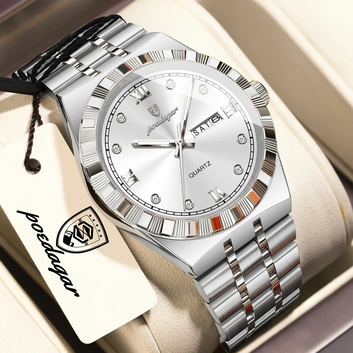 POEDAGAR High Quality Luxury Man Wristwatch Waterproof Luminous Week Date Men Watch Stainless Steel Quartz Fashion Men's Watches
POEDAGAR High Quality Luxury Man Wristwatch Waterproof Luminous Week Date Men Watch Stainless Steel Quartz Fashion Men's Watches