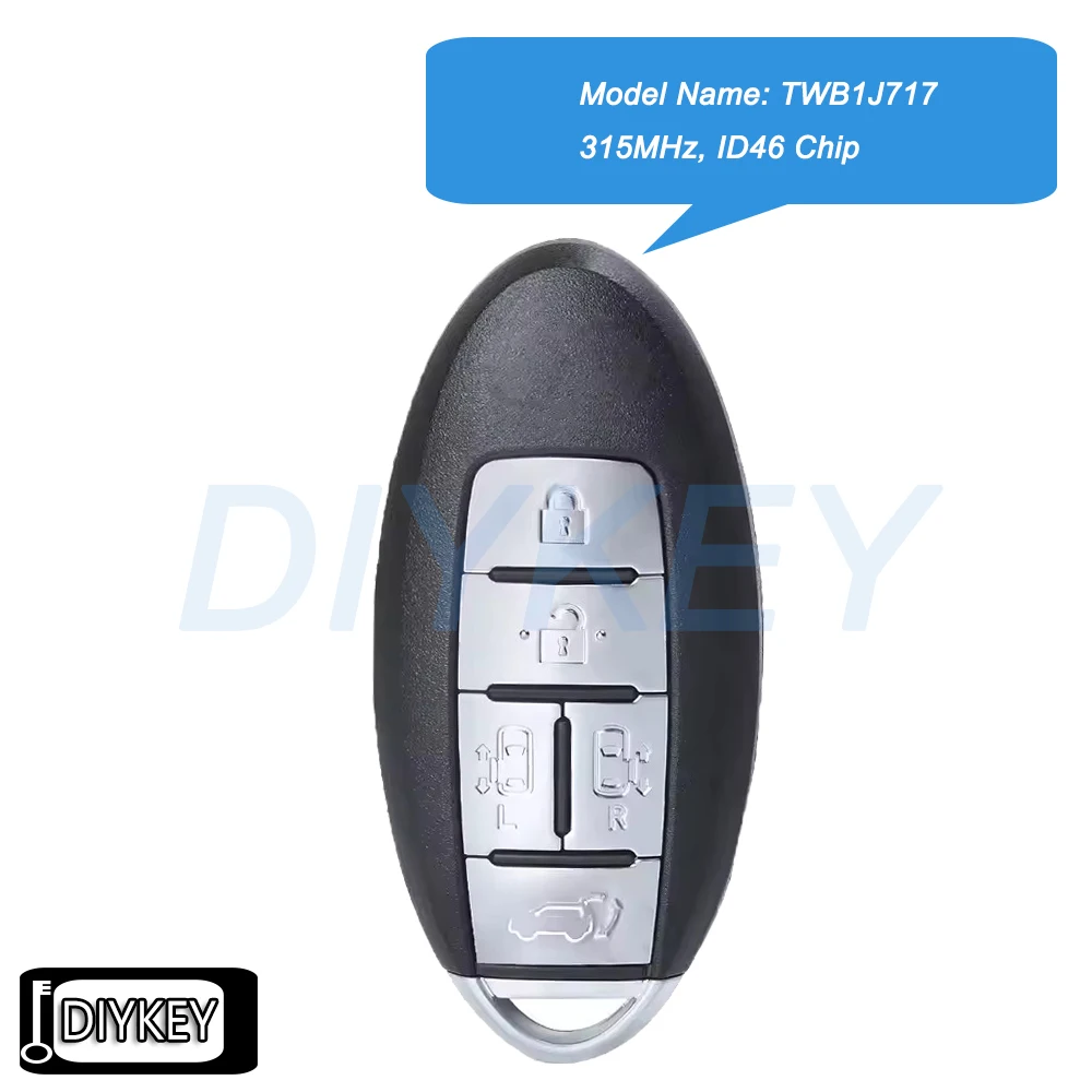 5 Buttons Smart Remote Car Key Fob 315MHz ID46 Chip for Nissan Elgrand Quest E52 2013 2014 2015 2016 2017 285E3-1JB5A, TWB1J717
5 Buttons Smart Remote Car Key Fob 315MHz ID46 Chip for Nissan Elgrand Quest E52 2013 2014 2015 2016 2017 285E3-1JB5A, TWB1J717
