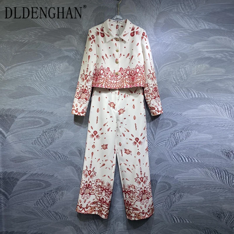 DLDENGHAN Women Long Sleeves Single Breasted Short Jacket + Wide leg Pants Print 2 piece set Fashion Summer Female
DLDENGHAN Women Long Sleeves Single Breasted Short Jacket + Wide leg Pants Print 2 piece set Fashion Summer Female