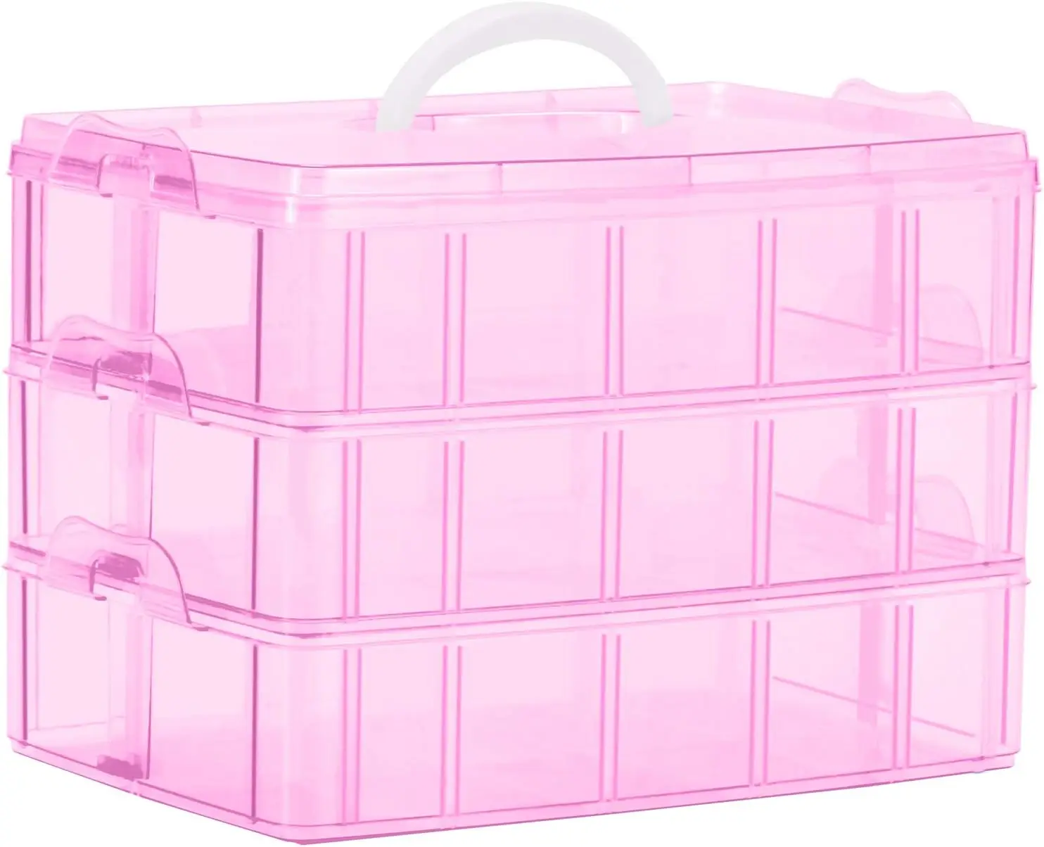 3-Tier Stackable Bead Organizer, 30 Compartments, Adjustable Dividers, Pink, for Crafts, Toys, Fishing Tackle
3-Tier Stackable Bead Organizer, 30 Compartments, Adjustable Dividers, Pink, for Crafts, Toys, Fishing Tackle