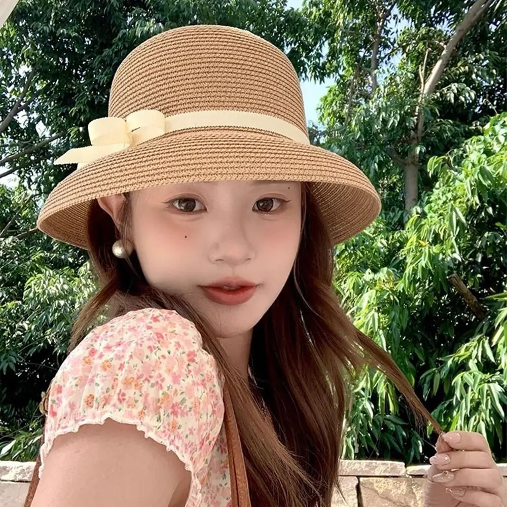 Elegant French Bow Straw Cap Hepburn Vacation Bucket Sun Hat Summer Beach Weaving Cap Outdoor
Elegant French Bow Straw Cap Hepburn Vacation Bucket Sun Hat Summer Beach Weaving Cap Outdoor