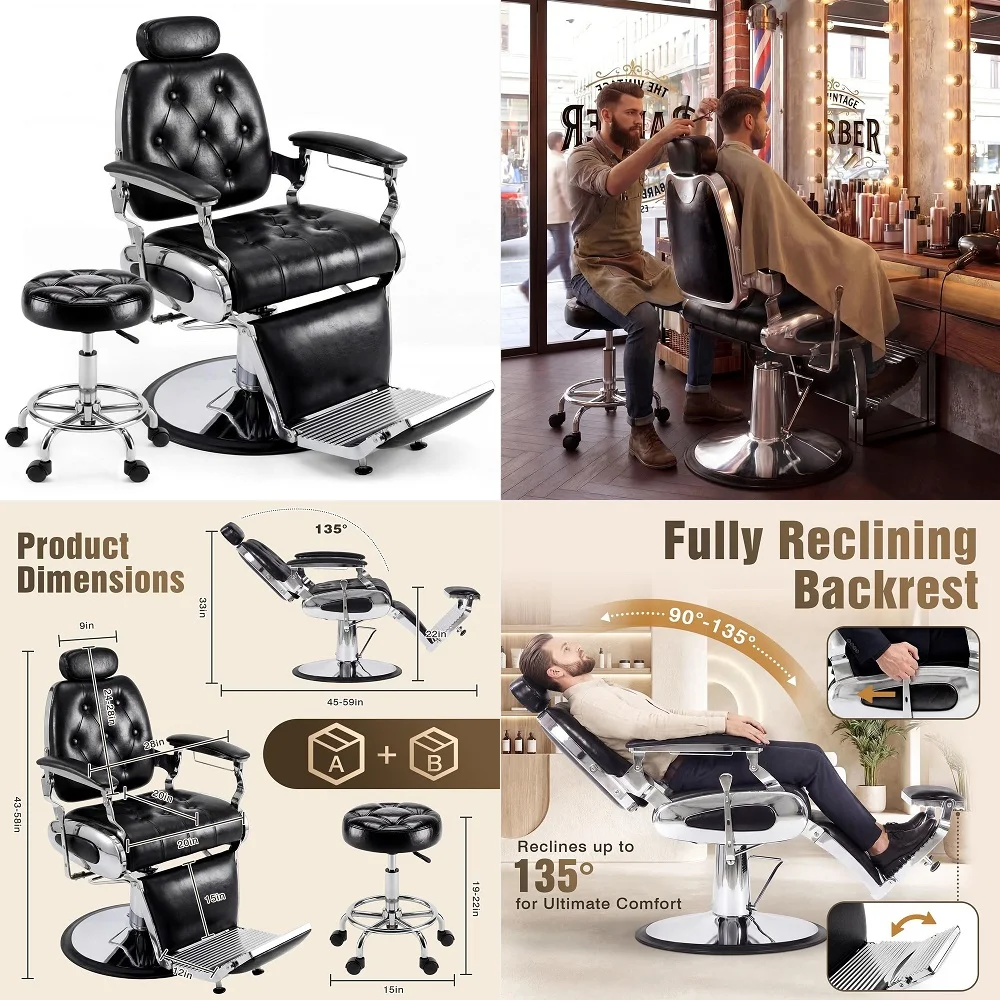 Chair with Stool, Heavy Duty Vintage Recline Hydraulic Barber Chair, 360 Swivel All Purpose Professional Salon Chair Barber Sho
Chair with Stool, Heavy Duty Vintage Recline Hydraulic Barber Chair, 360 Swivel All Purpose Professional Salon Chair Barber Sho