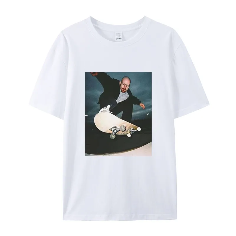 White Skateboard Cotton T-shirt for Both Men and Women, Fujimoto Weilong Men's Short-sleeved Summer Loose T-shirt
White Skateboard Cotton T-shirt for Both Men and Women, Fujimoto Weilong Men's Short-sleeved Summer Loose T-shirt