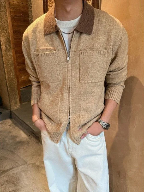 Casual Men's Knitted Cardigan 2025 Winter Faion Warm Contrast Color Collar Open Sweater Loose Sle Leisure Knitwear Coat
Casual Men's Knitted Cardigan 2025 Winter Faion Warm Contrast Color Collar Open Sweater Loose Sle Leisure Knitwear Coat