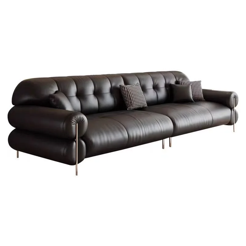 Black leather sofa tall brown sugar cloud living room first layer cowhide straight row four-person sofa
Black leather sofa tall brown sugar cloud living room first layer cowhide straight row four-person sofa