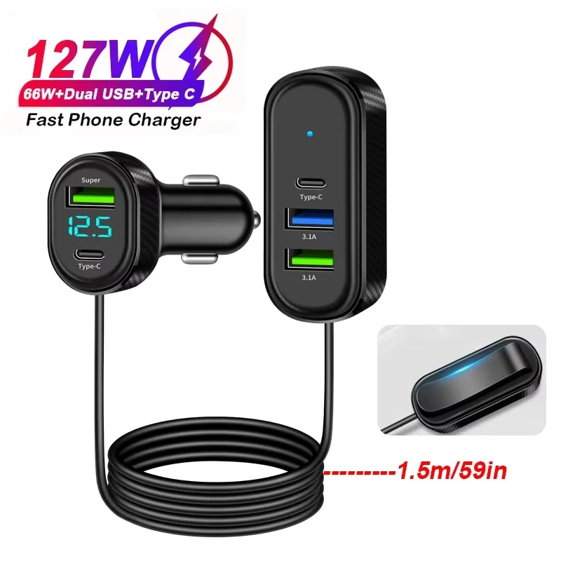 Car USB Charger Multi-function 5-Port Front And Rear Multi-port 150 Long Cable 12V/24V Compatible Car Phone Charger Adapter
Car USB Charger Multi-function 5-Port Front And Rear Multi-port 150 Long Cable 12V/24V Compatible Car Phone Charger Adapter