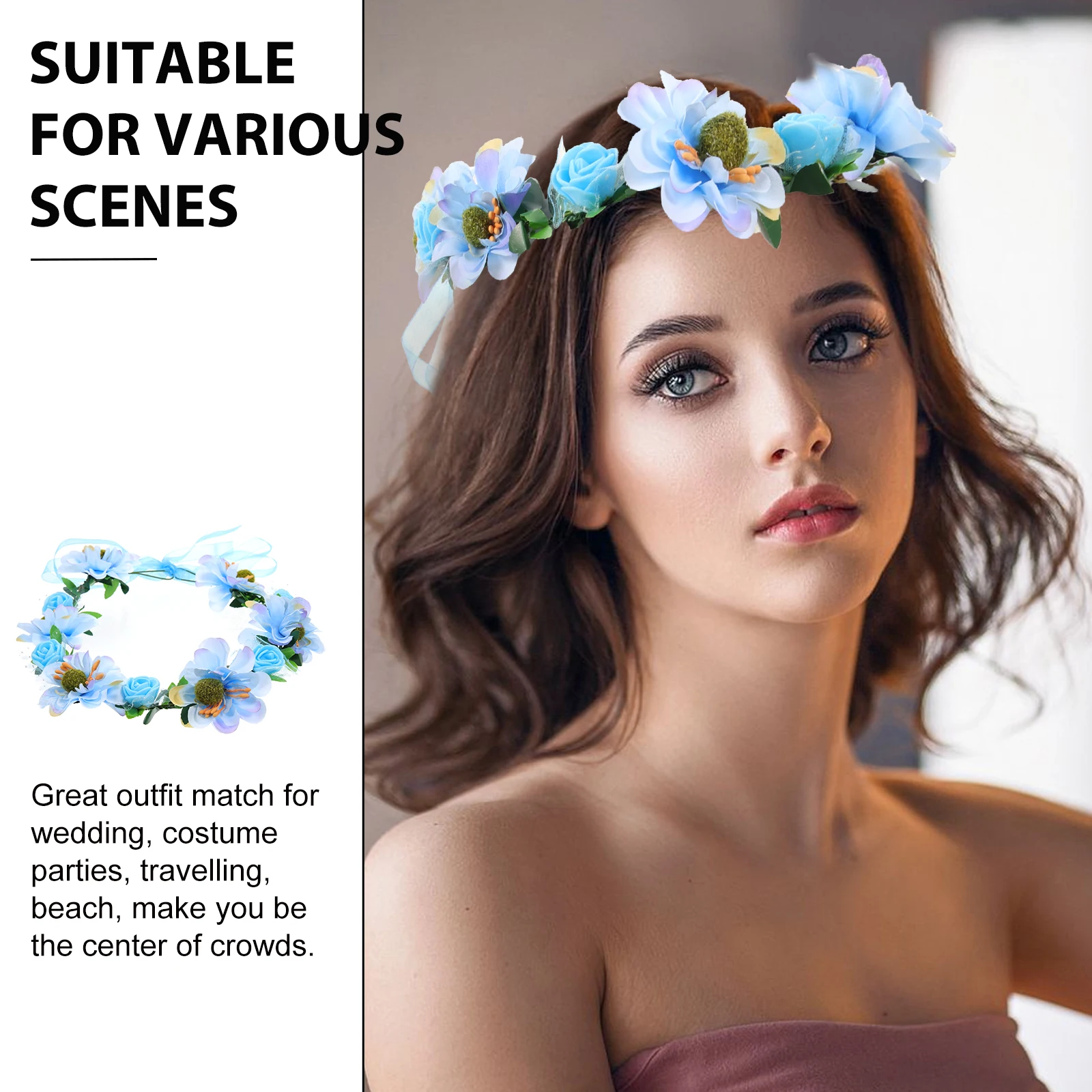 Floral Headband Women Blue Flowers Adjustable Ribbon Wedding Hairband Bridal Wreath Headwear Garlands Vacation Photos Props Hair
Floral Headband Women Blue Flowers Adjustable Ribbon Wedding Hairband Bridal Wreath Headwear Garlands Vacation Photos Props Hair