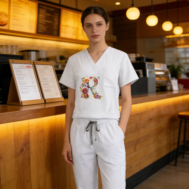 Эксклюзивная рабочая одежда унисекс с v-образным вырезом и короткими рукавами с принтом, комплект официанта для ресторана, дышащий, устойчивый к морщинам комбинезон для общественного питания
Эксклюзивная рабочая одежда унисекс с v-образным вырезом и короткими рукавами с принтом, комплект официанта для ресторана, дышащий, устойчивый к морщинам комбинезон для общественного питания