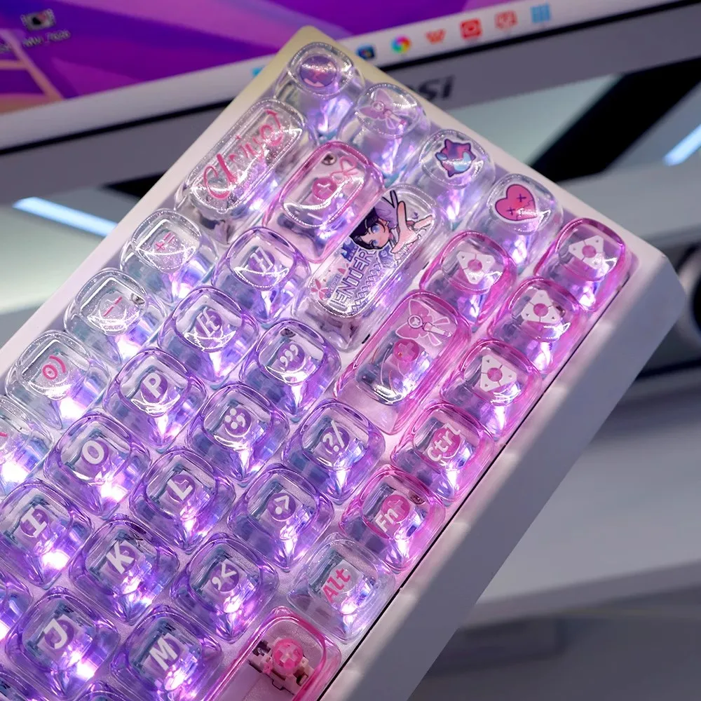 135 клавиш/набор VALORANT Clove 2,0 колпачки для клавиш Flash Pink PC прозрачные колпачки для клавиш MOA Profile с подсветкой для 60/68/87/Made68
135 клавиш/набор VALORANT Clove 2,0 колпачки для клавиш Flash Pink PC прозрачные колпачки для клавиш MOA Profile с подсветкой для 60/68/87/Made68