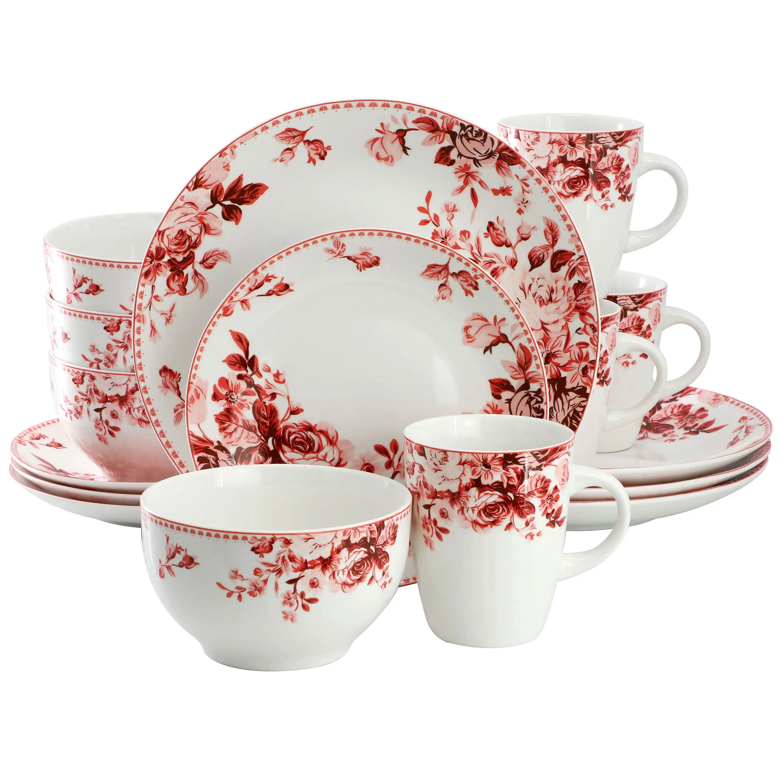 Elegant Red Rose 16-Piece Stoneware Dinner Set
Elegant Red Rose 16-Piece Stoneware Dinner Set